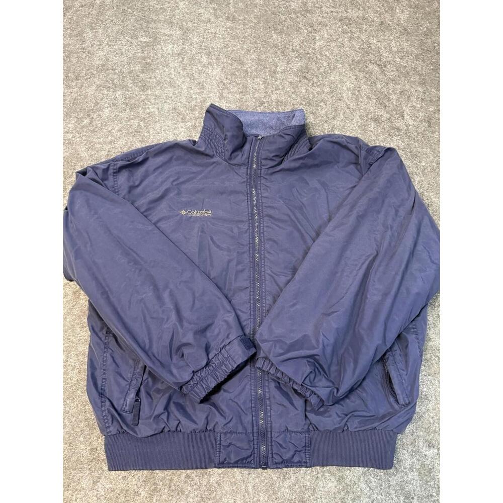 Columbia Falmouth Bomber Mens Fleece Lined Jacket Size Large Blue Zip WM5020